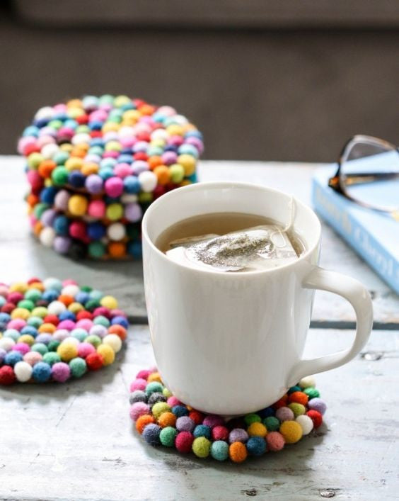 Rainbow Felt Ball Coaster Tutorial Via 'Inspired by Charm'