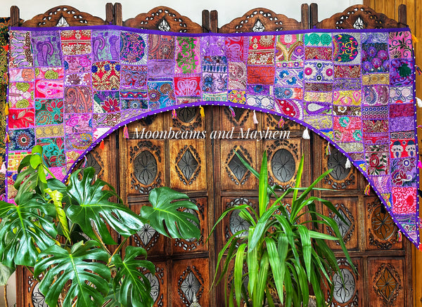 EXQUISITE XL PURPLE BED / WINDOW TORAN / BANDHANWAR / VALANCE - MoonbeamsandMayhem