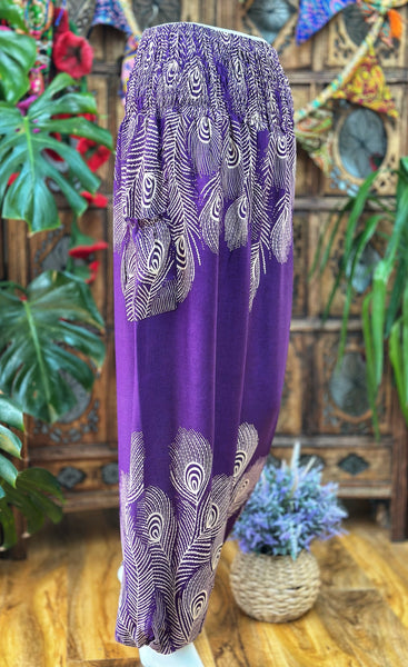 SUMMER SOUL PURPLE PEACOCK HAREM TROUSERS