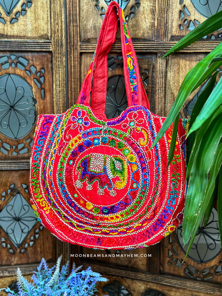 DELICIOUS RED SHAMBALA BOHEMIAN SHOULDER BAG - MoonbeamsandMayhem