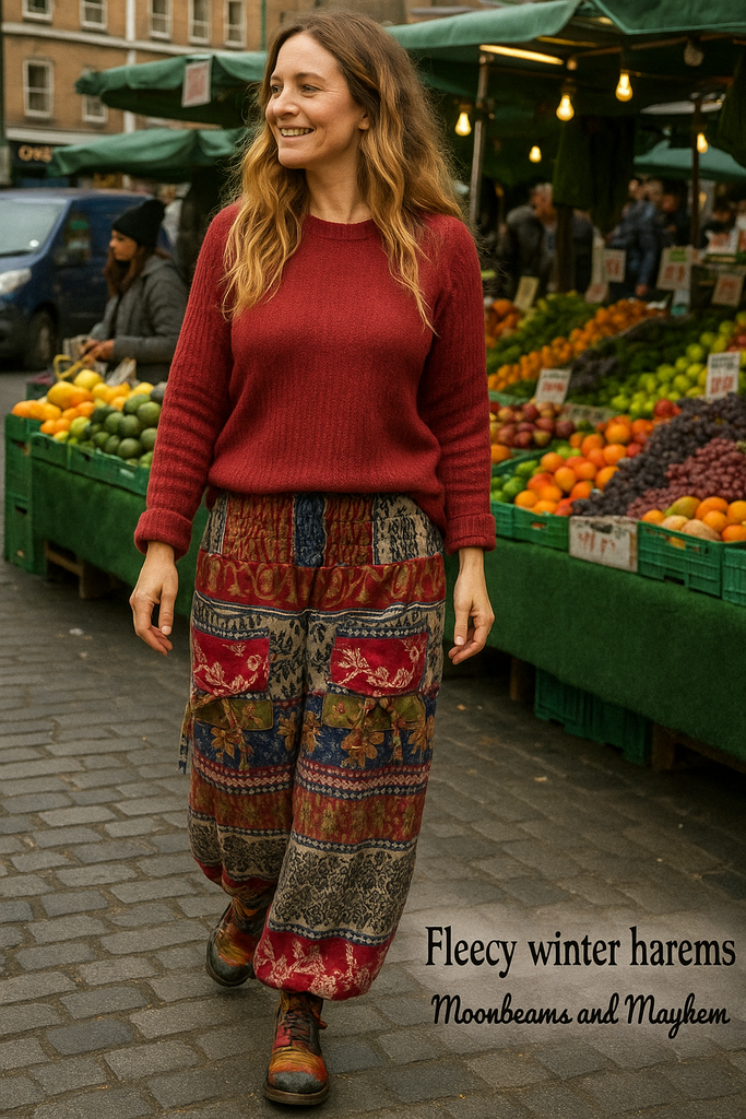 WOODLAND DREAMS FLEECE HAREM TROUSERS
