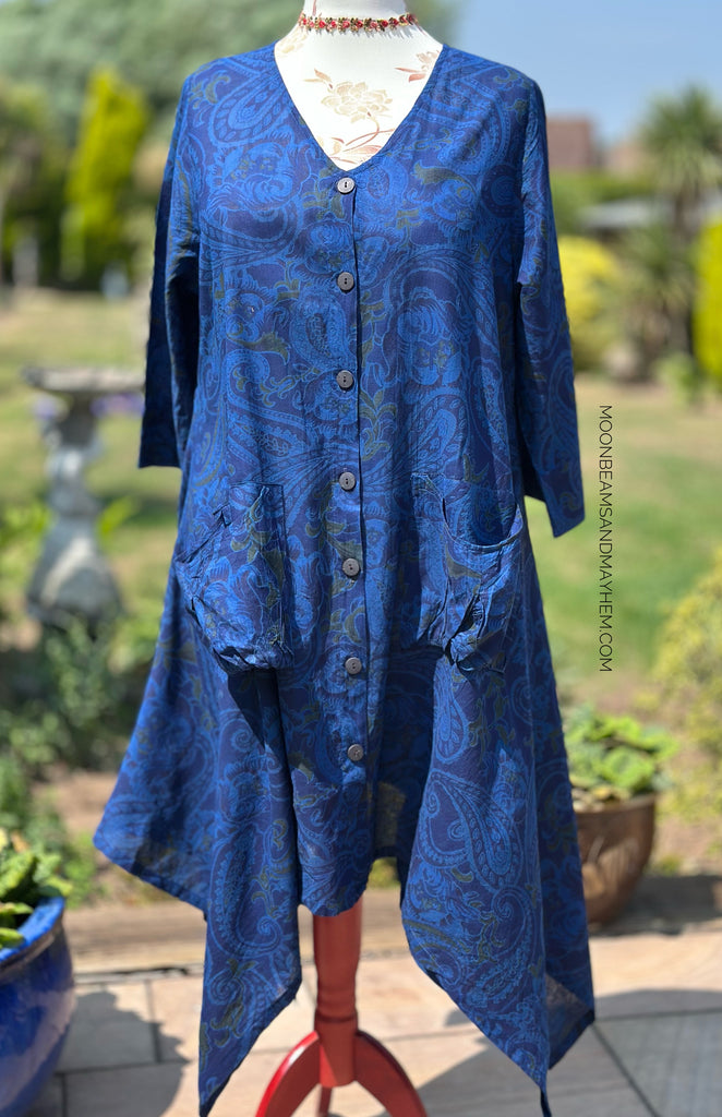 MOONSHADOW BLUE ART TUNIC/DRESS  S528