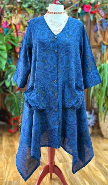 MOONSHADOW BLUE ART TUNIC/DRESS  S528