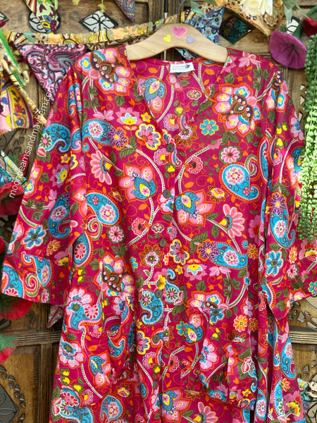 PAINTED PEONY ART TUNIC/DRESS S529