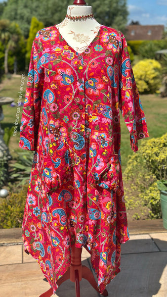 PAINTED PEONY ART TUNIC/DRESS S529
