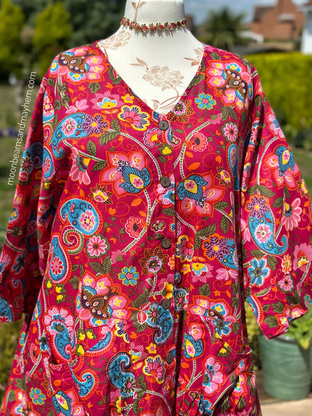 PAINTED PEONY ART TUNIC/DRESS S529
