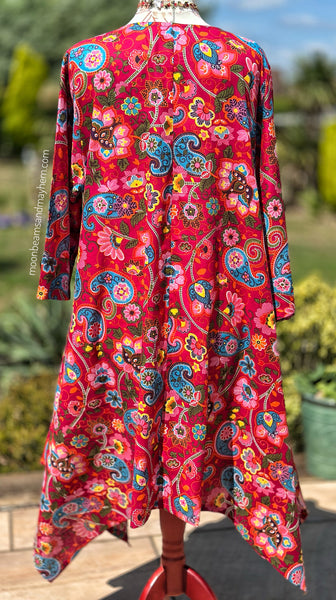 PAINTED PEONY ART TUNIC/DRESS S529