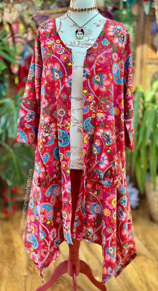 PAINTED PEONY ART TUNIC/DRESS S529
