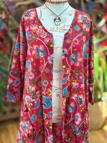 PAINTED PEONY ART TUNIC/DRESS S529