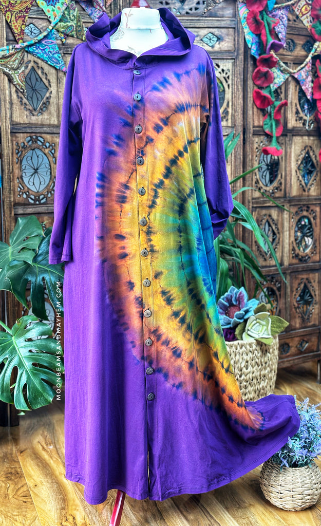 WICKED WILD CHILD PURPLE TIE DYE OVERCOAT M / L / XL - MoonbeamsandMayhem