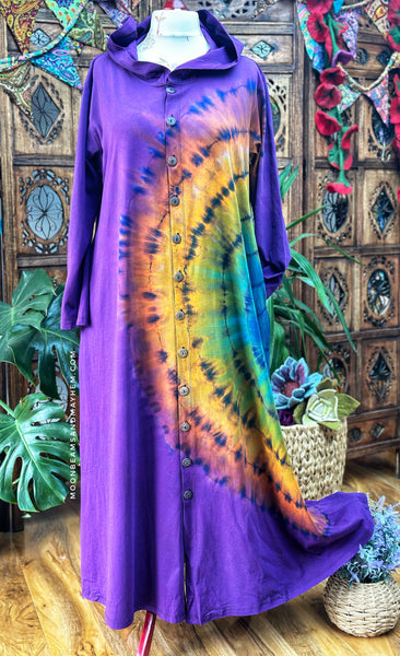 WICKED WILD CHILD PURPLE TIE DYE OVERCOAT M / L / XL - MoonbeamsandMayhem