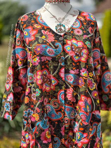 MIDNIGHT PETALS ART TUNIC/DRESS (S532)