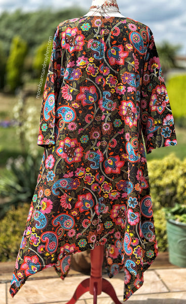 MIDNIGHT PETALS ART TUNIC/DRESS (S532)