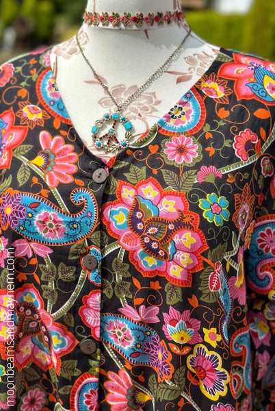 MIDNIGHT PETALS ART TUNIC/DRESS (S532)