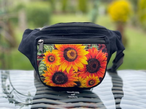 DELICIOUS SUNFLOWER MONEY BELT / WAIST BAG ( BUM / HIP BAG ) - MoonbeamsandMayhem