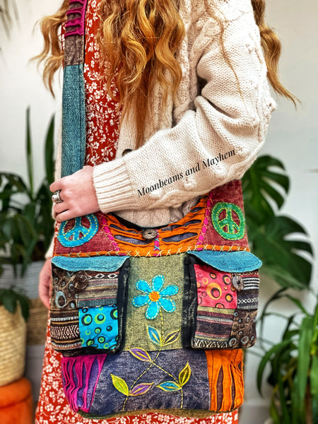 WONDERFUL WILD FLOWER HIPPIE BAG (907) - MoonbeamsandMayhem