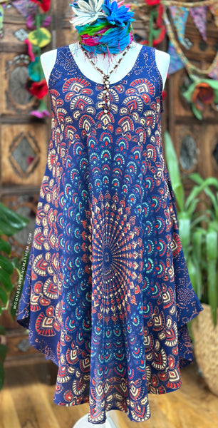 STARSHINE PERSIAN BLUE TUNIC / DRESS SIZE L / XL - MoonbeamsandMayhem
