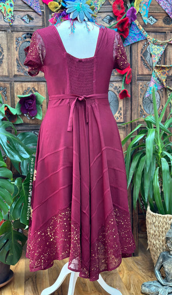 BURGUNDY MOONDANCE BATIK DRESS