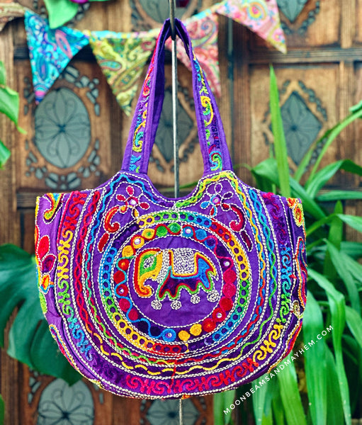 AMETHYST PURPLE SHAMBALA BOHEMIAN SHOULDER BAG - MoonbeamsandMayhem