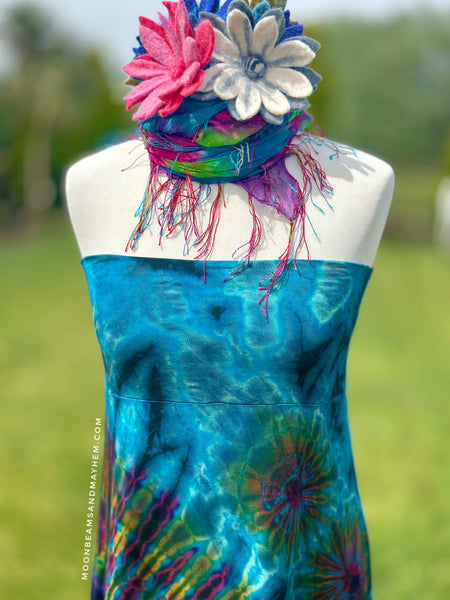 WILD CHILD AZURA BLUE LONG TIE DYE SKIRT SIZE REG / XL - MoonbeamsandMayhem