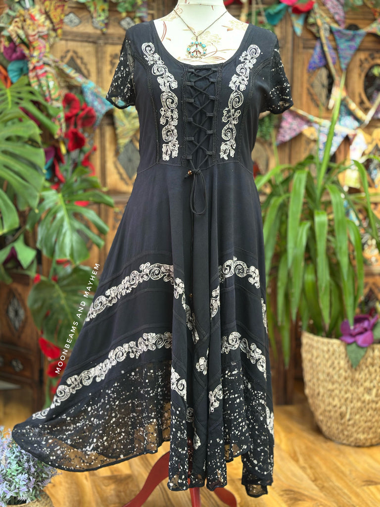 BLACK MOONDANCE MIDI DRESS (16/18 UK)