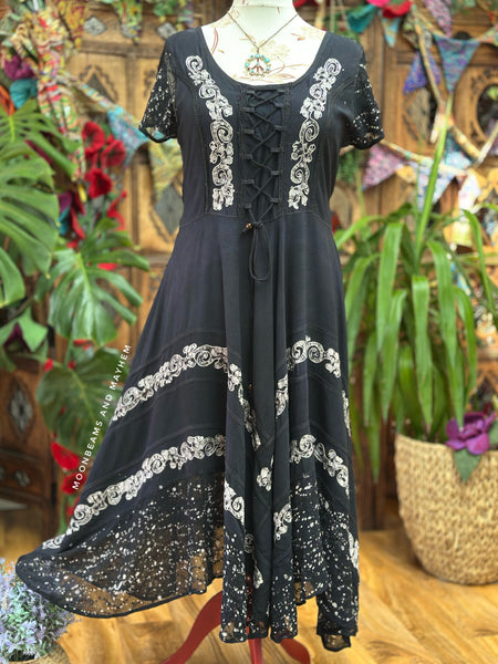 BLACK MOONDANCE MIDI DRESS (16/18 UK)