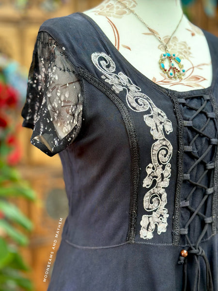 BLACK MOONDANCE MIDI DRESS (16/18 UK)