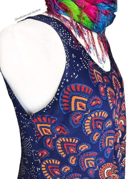 WONDERFUL STARSHINE PERSIAN BLUE TUNIC / DRESS SIZE L / XL - MoonbeamsandMayhem