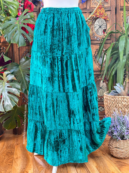 DELICIOUS JADE STARGAZER VELVET SKIRT (WITH POCKETS)