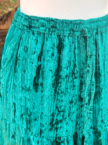 DELICIOUS JADE STARGAZER VELVET SKIRT (WITH POCKETS)