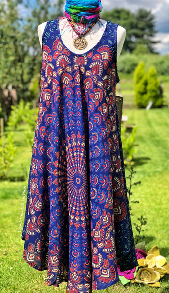 WONDERFUL STARSHINE PERSIAN BLUE TUNIC / DRESS SIZE L / XL - MoonbeamsandMayhem