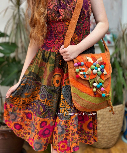 MAGICAL FELTED WARM AMBER PIXIE BAG - MoonbeamsandMayhem