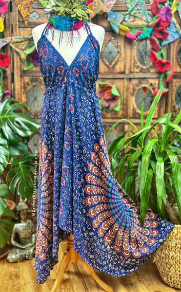 PERSIAN BLUE MANDALA MAXI DRESS UK 12 / 14 / 16 - MoonbeamsandMayhem