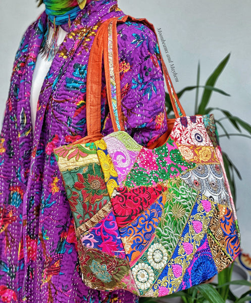 WILD SPIRIT EMBROIDERED SHOULDER BAG / TOTE - MoonbeamsandMayhem