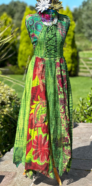 FOREST GREEN HARMONY SUMMER DRESS SIZE S / M / L - MoonbeamsandMayhem