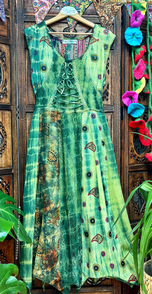 FOREST GREEN HARMONY SUMMER DRESS SIZE S / M / L - MoonbeamsandMayhem