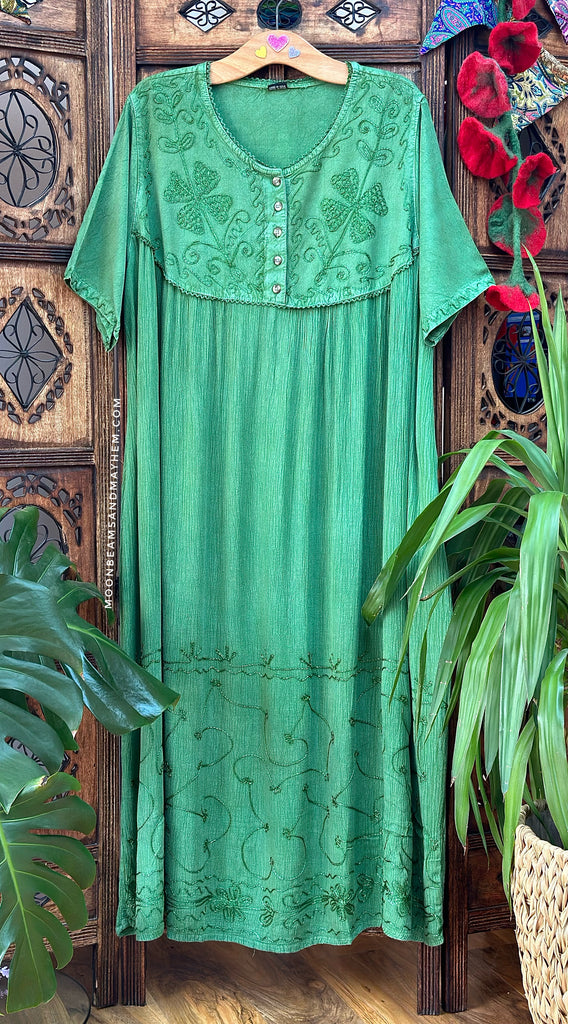 GRASS GREEN CLAUDINE KAFTAN STYLE DRESS (S9L) XXL