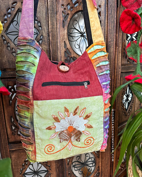 BEAUTIFUL COTTON BLOOM SHOULDER BAG / PURSE (BR16)
