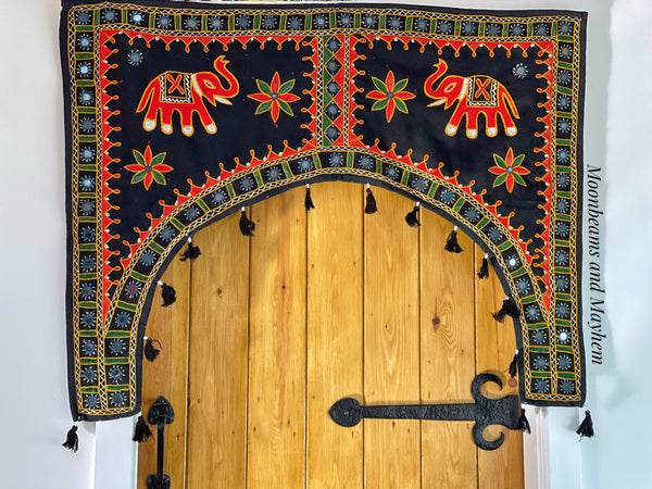 STRIKING BLACK ELEPHANT DOOR TORAN - MoonbeamsandMayhem
