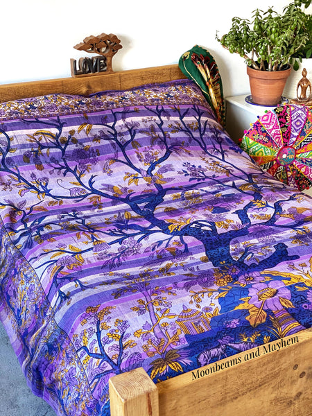 PURPLE TREE OF LIFE WALL HANGING / TAPESTRY - MoonbeamsandMayhem