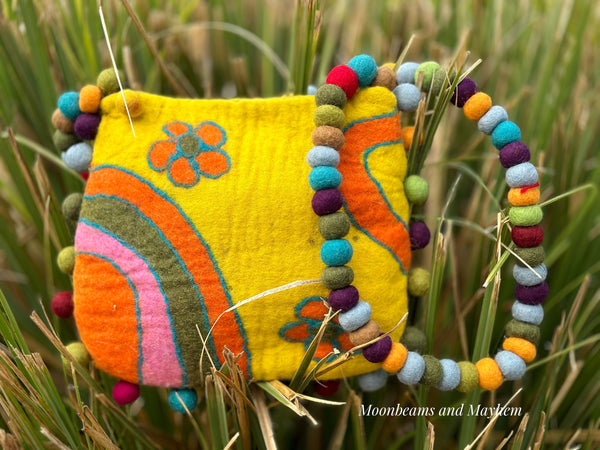 SUNSHINE YELLOW FELTED BOBBLE BAG - MoonbeamsandMayhem