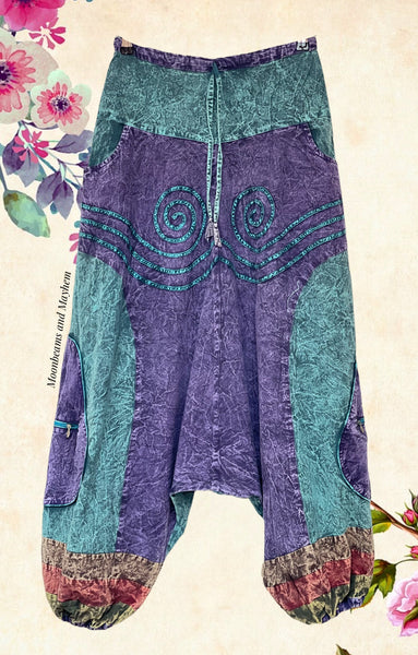 LOW CROTCH PURPLE HAREM PANTS  TROUSERS UK 12 / 14 / 16 (193) - MoonbeamsandMayhem
