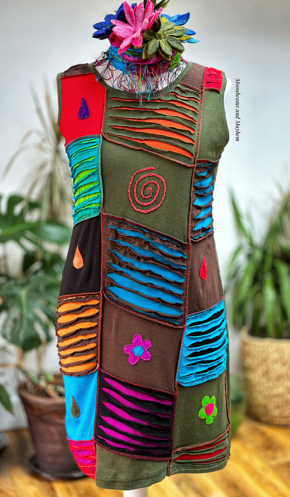 WILD THING  COTTON HIPPIE DRESS / TUNIC (236) XL - MoonbeamsandMayhem