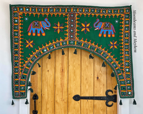ENCHANTING FOREST GREEN ELEPHANT DOOR TORAN - MoonbeamsandMayhem