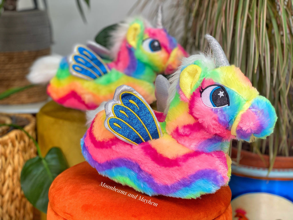 MAGICAL ADULTS RAINBOW UNICORN SLIPPERS - MoonbeamsandMayhem