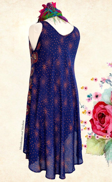 WONDERFUL STARSHINE PERSIAN BLUE TUNIC / DRESS SIZE L / XL - MoonbeamsandMayhem