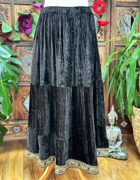 BLACK VELVET GOLD DUST SKIRT (S7L)