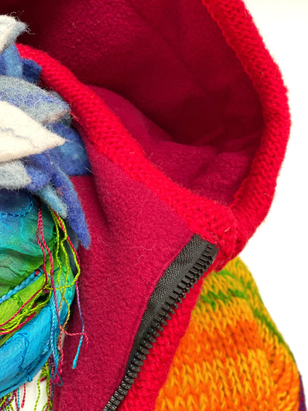 HAND KNITTED FLEECE LINED HIPPIE JACKET / COAT - MoonbeamsandMayhem