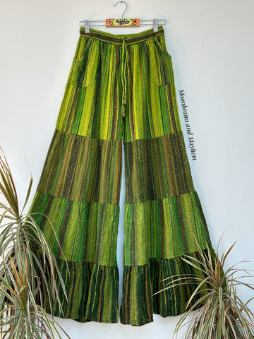 GORGEOUS GREEN CHEESECLOTH FLARES S / M / L