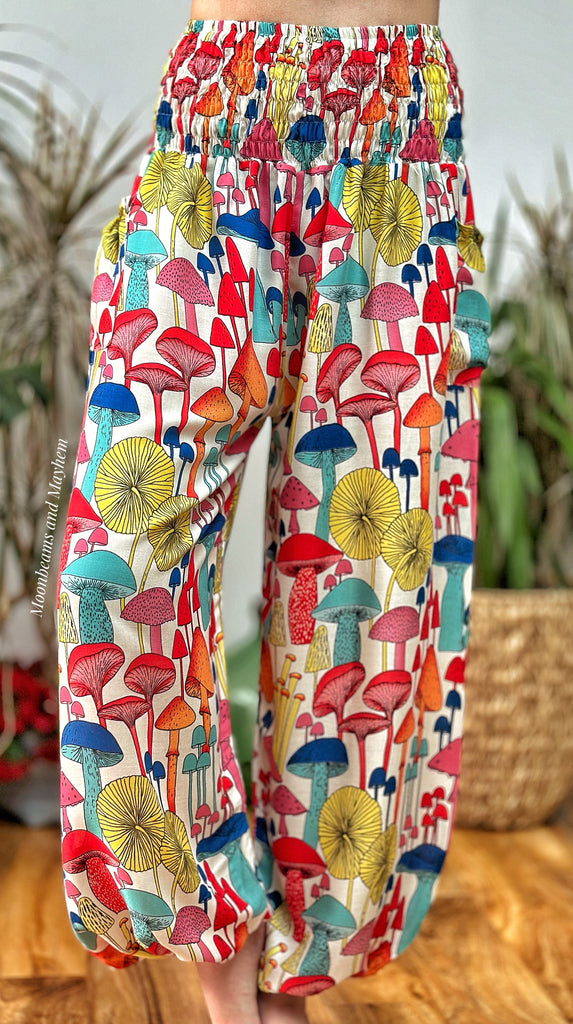 TOADSTOOL HAREM TROUSERS - SIZE 10-18 (GR073) - MoonbeamsandMayhem